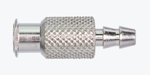 A1232 Female Luer to 0.175" O.D. Barb (5/16" round body, knurled) Plated Brass Luer to Tube Barb S4J Manufacturing
